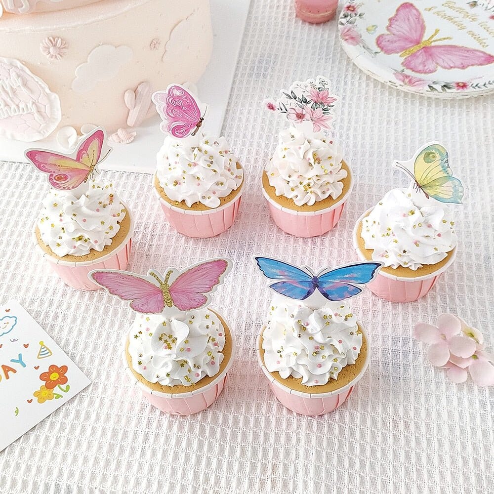 24-Piece Set of Vivid Butterfly Cupcake Toppers - My Store