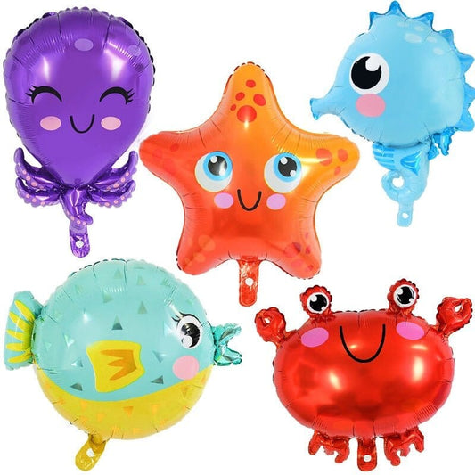 5-Pack Ocean Fiesta: Seahorse & Ocean World Foil Balloons