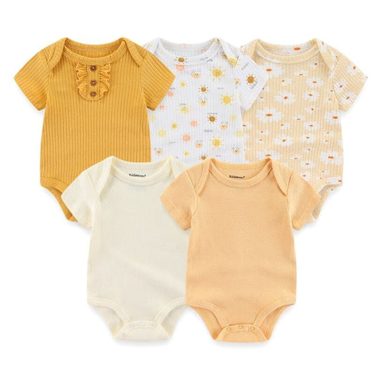 5 PCs Different Prints Baby Girl Bodysuit Set - My Store