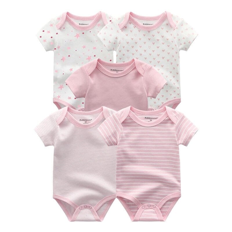 5 PCs Different Prints Baby Girl Bodysuit Set - My Store