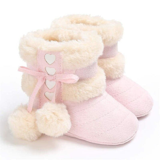 Winter Snow Baby Boots with Warm Fluff BallsKiddiekit