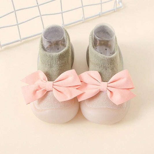 Bow-Adorned Baby Sock Shoes for First WalkersKiddiekit