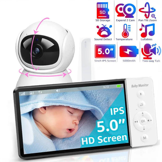 Baby Monitor With 5-Inch IPS Screen and a Camera-HolderKiddiekit
