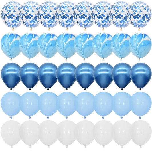 Blue Balloons Set - 40Pcs Agate & Metallic Balloons - My Store