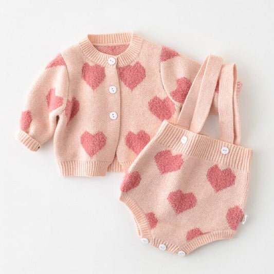Adorable Loving Heart Coat and Romper Set For Baby Girls - My Store