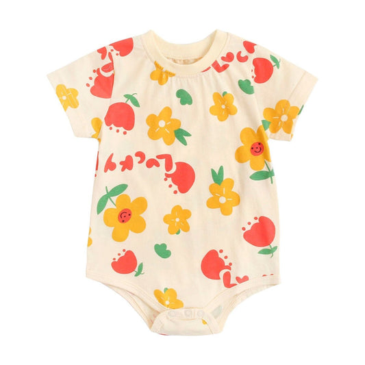 Summer Cotton Cartoon Bodysuits for Baby Boys and Girls